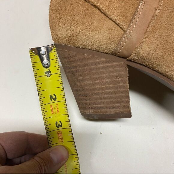 Sam Edelman tan Suede leather MAURINE WESTERN CUTOUT ANKLE BOOTS almond toe 9 - Picture 9 of 13